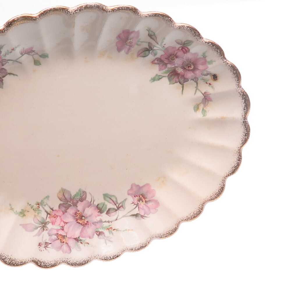 LIMOGES Antique Warranted 22K Gold 3K G-F. W. Wild Rose Porcelain Serving Plate - Picture 3 of 6